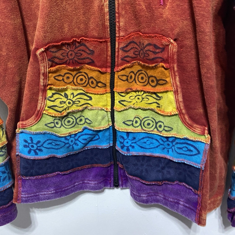 Greater Good Sweatshirt Womens 3XL Colorful Embroidery Rainbow Hippie Festival - Picture 3 of 10